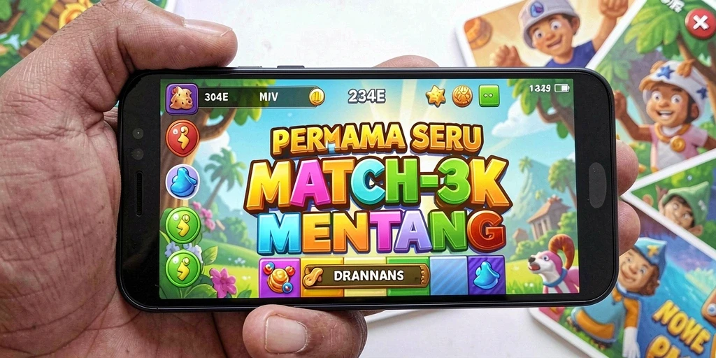 Tampilan gameplay seru di permainan Match-3 234E.