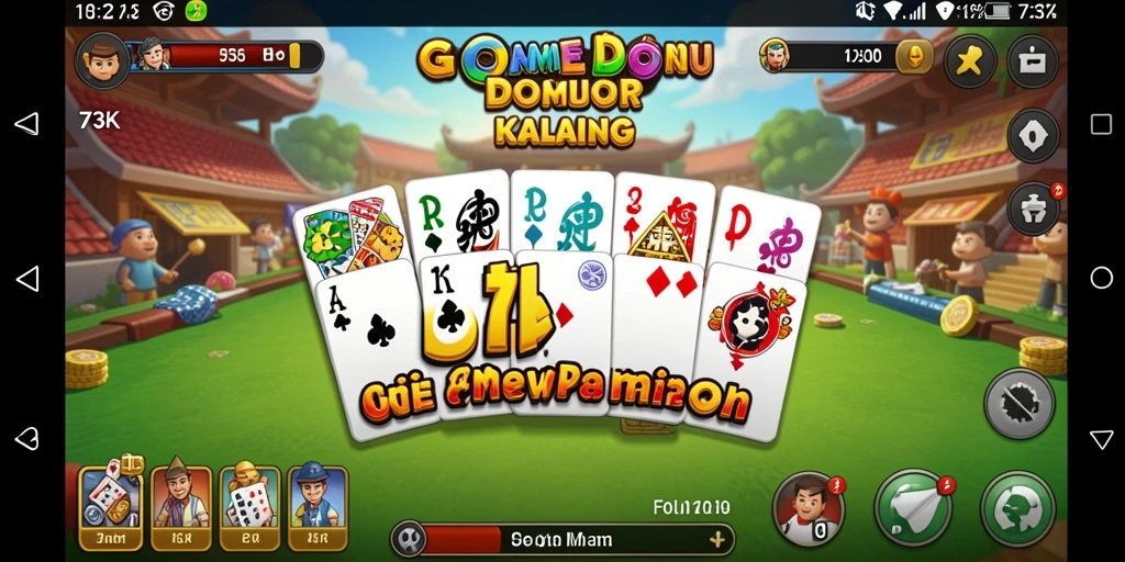 Screenshot gameplay 73K menampilkan aksi seru di papan Domino.