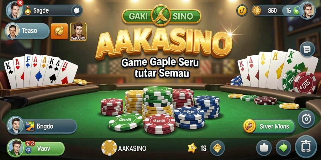 Screenshot gameplay AAKASINO menampilkan pertarungan Gaple yang seru.