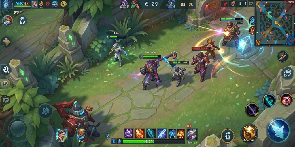 Tampilan gameplay seru dalam pertempuran MOBA