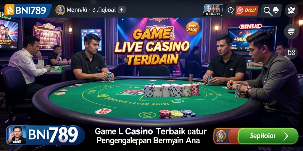 Tampilan gameplay BNI789 dengan dealer langsung di kasino virtual.