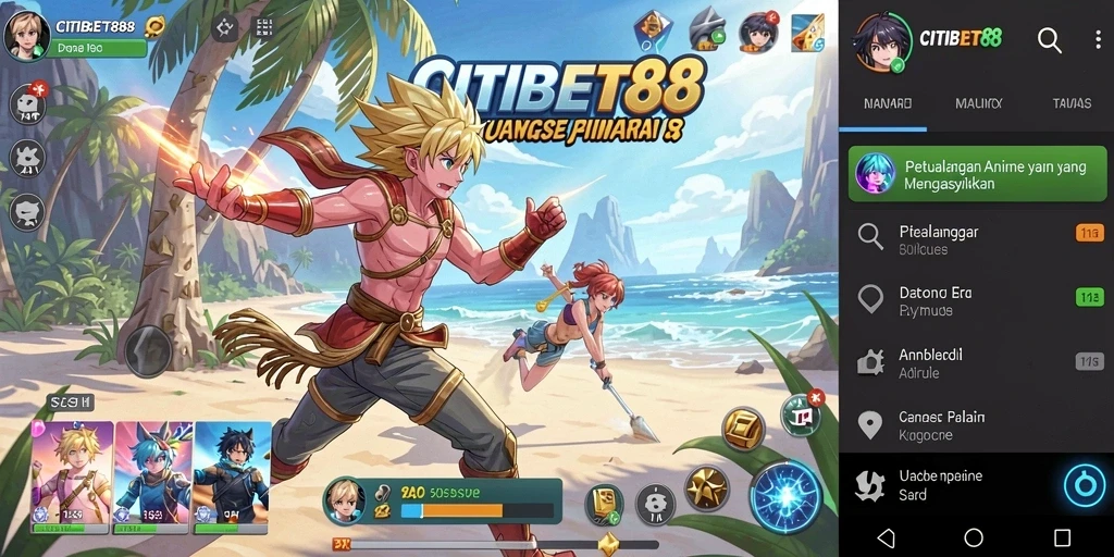 Tampilan gameplay CITIBET88 dengan karakter Anime yang epik.