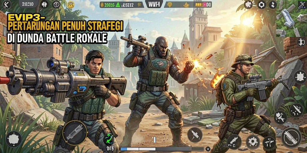 Gambaran mendebarkan gameplay Battle Royale di EVIP3.