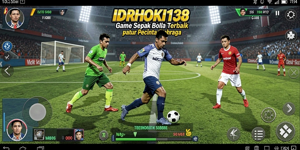 Tampilan gameplay menampilkan aksi sepak bola yang mendebarkan.