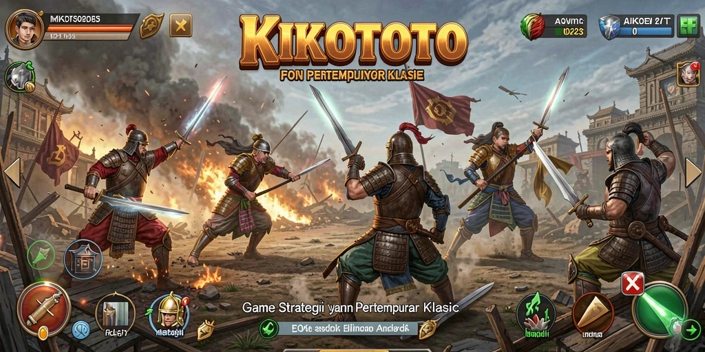 Tangkapan layar gameplay KIKOTOTO yang menampilkan strategi pertempuran.