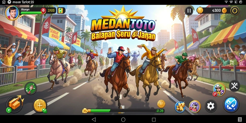 Screenshot gameplay MEDANTOTO menampilkan balapan seru dan mobil yang kencang.