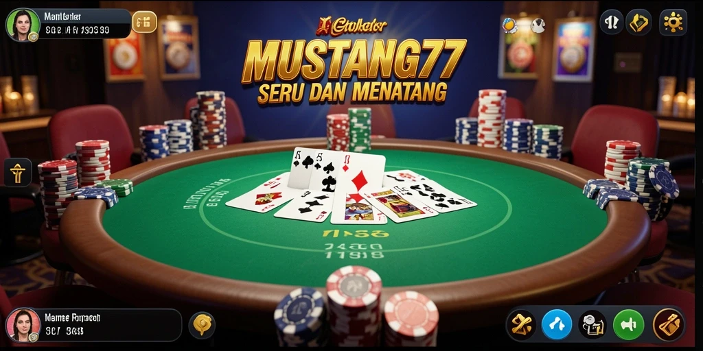 Tampilan menarik gameplay poker di MUSTANG77.
