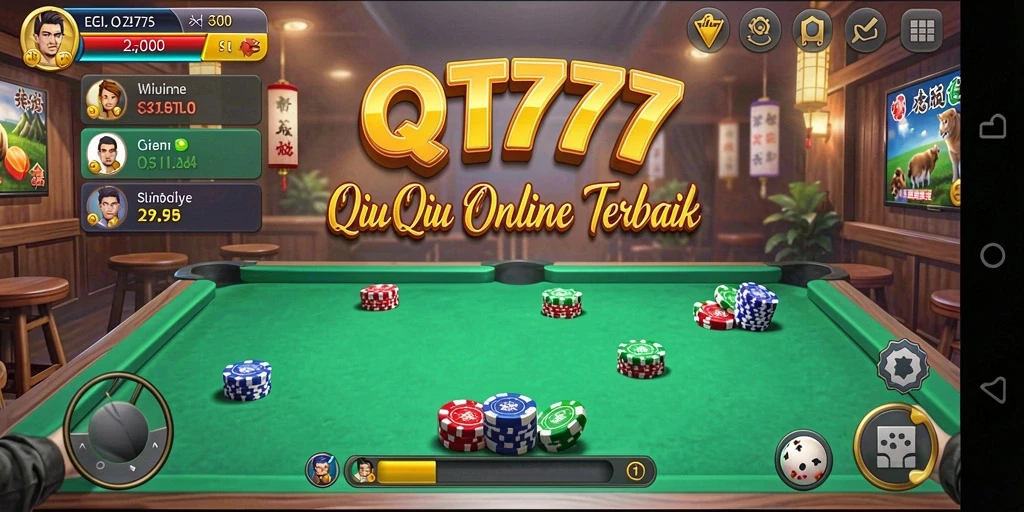 Screenshot QT777 menampilkan gameplay QiuQiu yang mendebarkan.