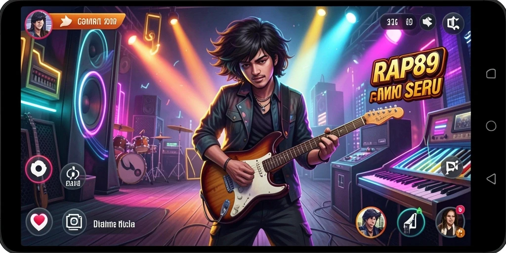 Screenshot gameplay <strong>RAP89</strong> yang menampilkan kreativitas musisi dalam menciptakan lagu.