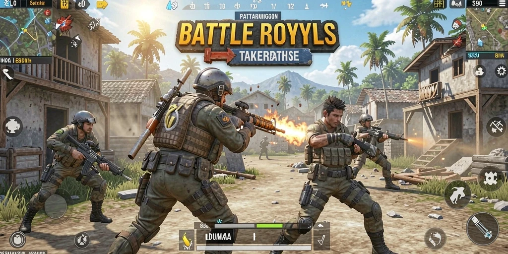 Tangkapan layar dari gameplay pertarungan Battle Royale S80 yang mendebarkan.