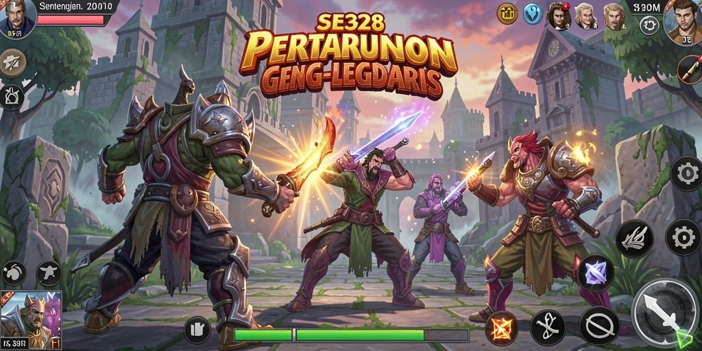 Screenshot game SE328 menampilkan pertarungan epik dengan karakter yang beraksi.