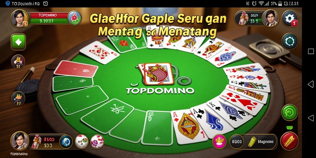 Tampilan gameplay seru dalam game Gaple TOPDOMINO.