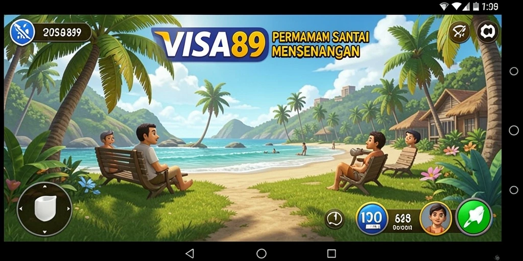Tampilan gameplay <strong>VISA89</strong> yang ceria dan penuh warna.